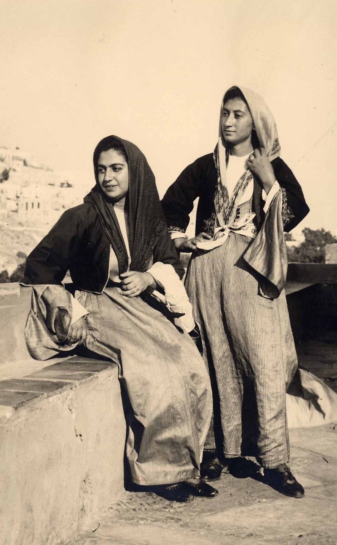 Young women from Leros wearing local costumes, 1950 artifact