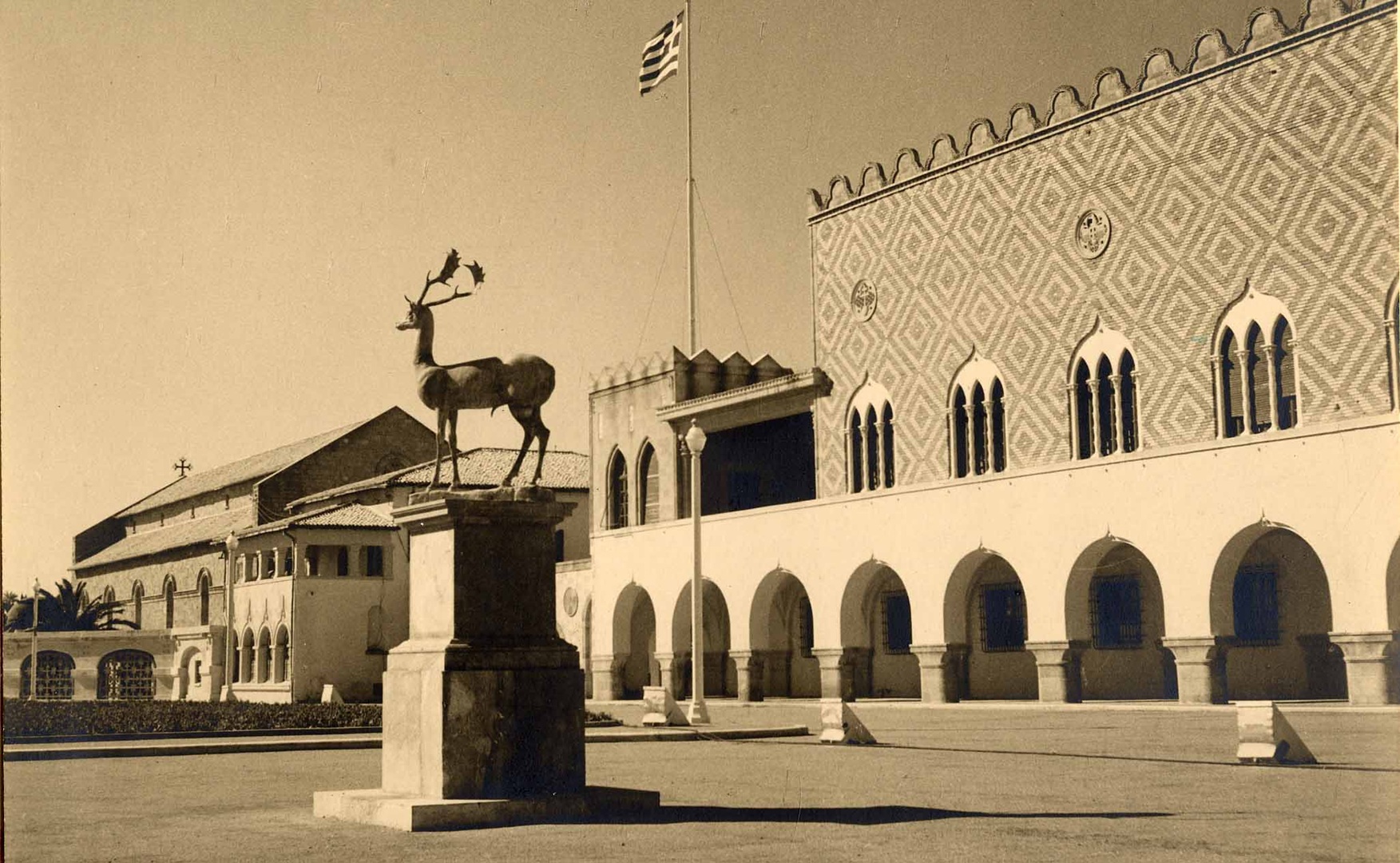 The fallow deer statue in front of the Governor's Palace in Rhodes artifact